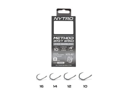 Nytro Hotový Návazec NTO-B3 Barbless Method Bait Band Ready Tied Rigs 8ks / 10 cm