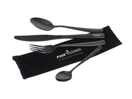 ccw041 fox cookware black stainless cutlery set with bag
