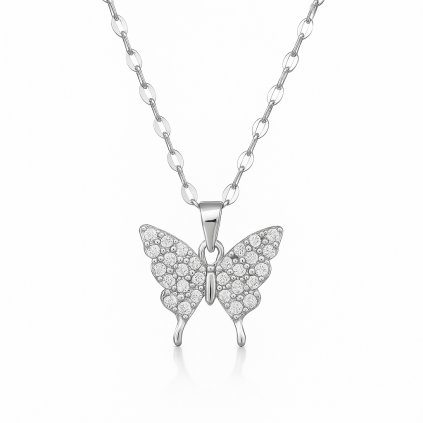 nahrdelnik-s-priveskem-motyla-zdobenym-zirkony-ve-stribrnem-tonu-s1236