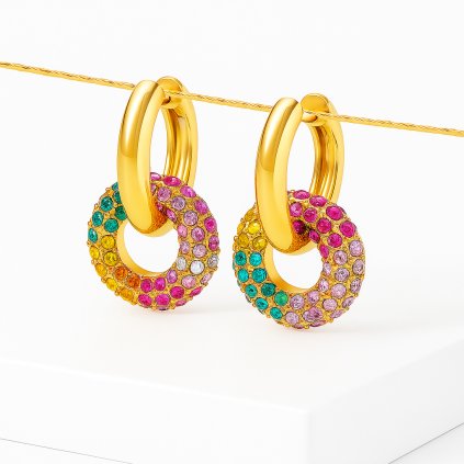 zlate-kruhove-nausnice-s-barevnymi-zirkony-s1322