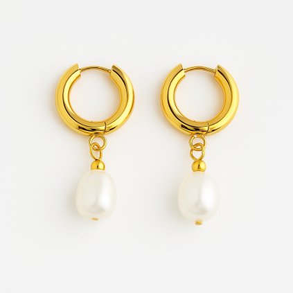 zlate-kruhove-nausnice-s-bilou-perlou-s1325