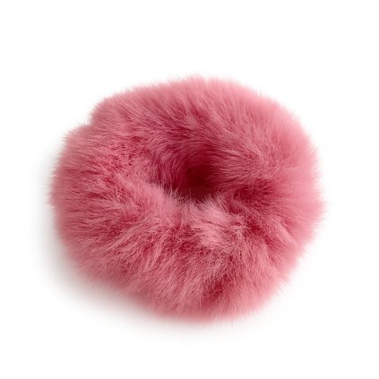 Chlupatá gumička do vlasů v růžové barvě S1083