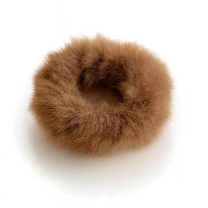 Chlupatá gumička do vlasů v hnědé barvě S1096