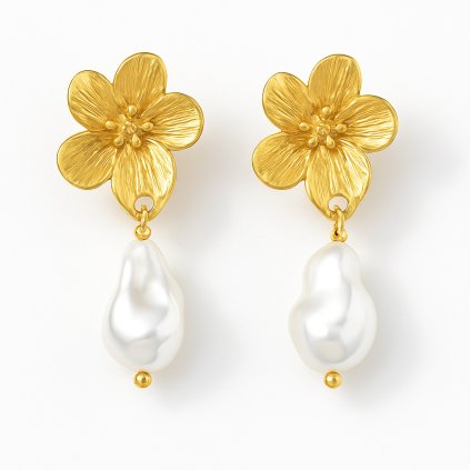 zlate-nausnice-s-kvetem-a-perlou-s1136