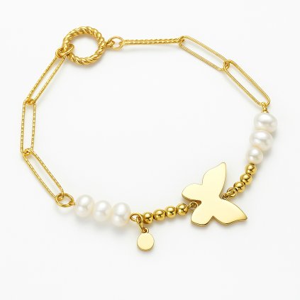 zlaty-naramek-s-perlami-a-motylkem-s1146