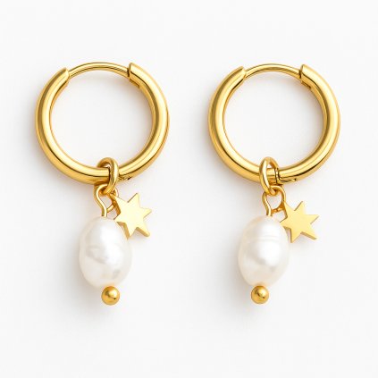 zlate-kruhove-nausnice-s-perlou-a-hvezdickou-s1166