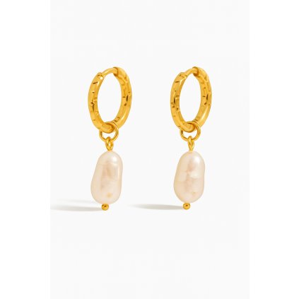 zlate-nausnice-s-kladivkovanym-kruhem-a-prirodni-perlou-s1169