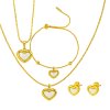 Zlatý set s perleťovým srdcem – náhrdelník, náramek a náušnice S1016