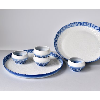 modrobílý dekor porcelánový set