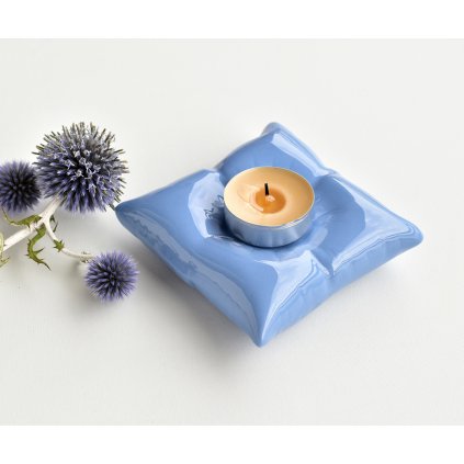 Svícen z porcelánu - Por-štářek modrý