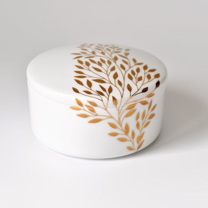 Porcelánová dóza zlaté lístky