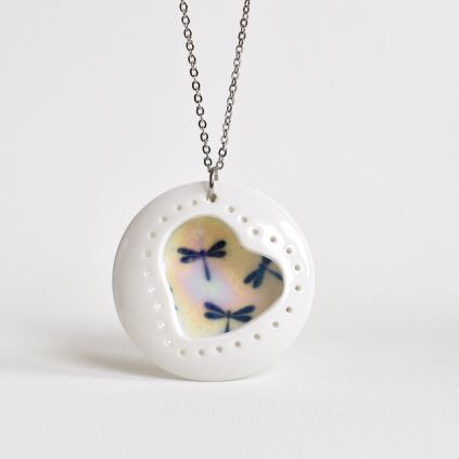 porcelánový náhrdelník s vážkami