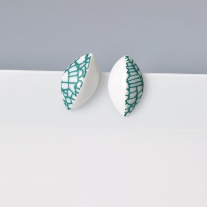 porcelánové náušnice tyrkysové lístky