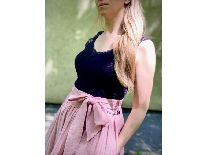 Mušelínová sukňa bledo levanduľová (BIO)