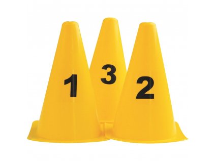 set zlutych kuzelu s cislicemi 0 9