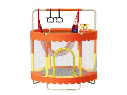 Dětská trampolína SEDCO 150 cm s ochrannou sítí,houpačkou a vybavením (Barva Zelená)