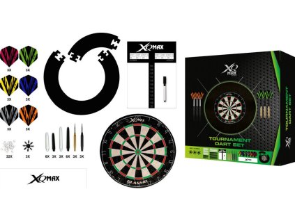 Kompletní turnajová sada XQ MAX - šipky + terč + příslušenství
