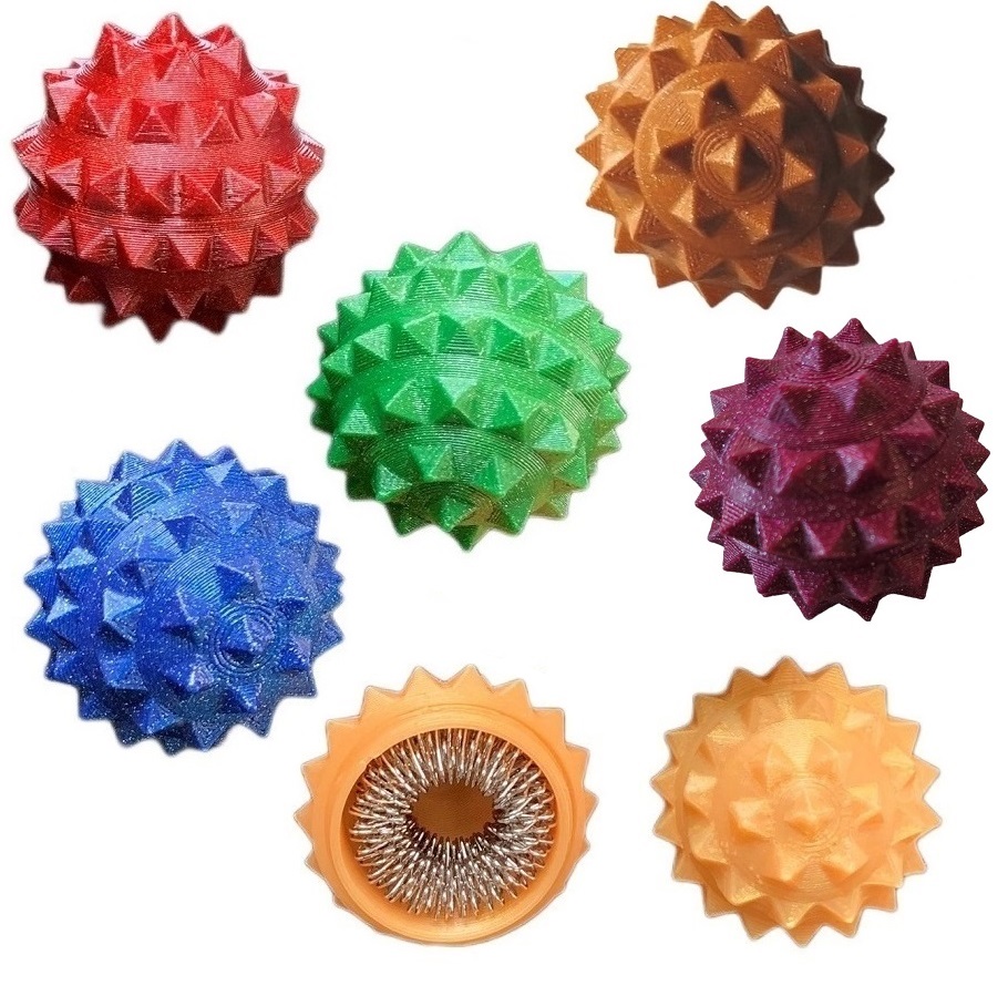 Masážní kulička se dvěma prstýnky SU JOK Barva: Hnědá okrová