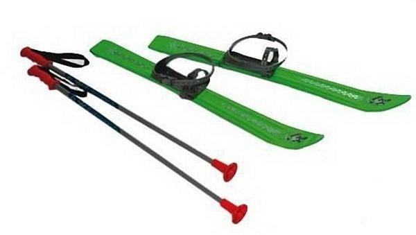 Lyže kluzky s holemi a vázáním Plastkon 90 cm Barva: Zelená