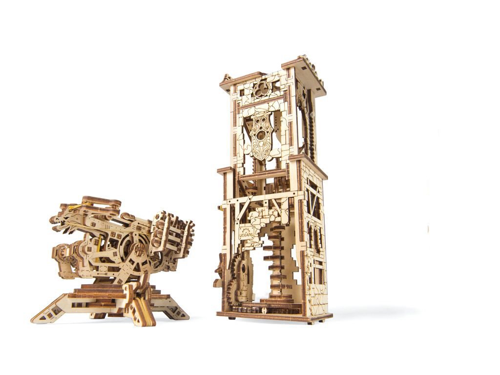 Ugears 3D dřevěné mechanické puzzle Věž Archballista