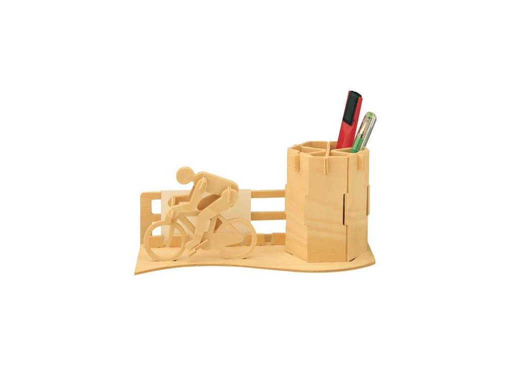 Woodcraft Dřevěné 3D puzzle stojánek na tužky cyklista