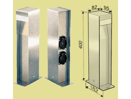 MCJ Záhradné nerezové svietidlo LED stĺpik + 2 zásuvky, v. 40 cm, IP44