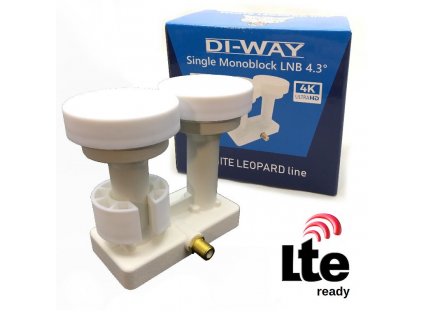 DI-WAY LNB MONOBLOCK SINGLE 0,1dB 4,3st, WHITE LEOPARD LINE