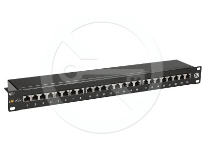 Patch panel Solarix 24 x RJ45 CAT5E STP čierny 1U SX24-5E-STP-BK