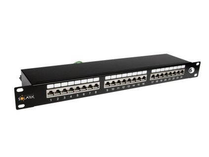 Patch panel Solarix 24 x RJ45 CAT6 STP čierny 1U SX24-6-STP-BK