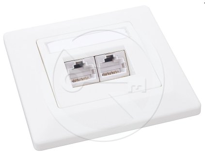 Zásuvka Solarix CAT5E STP 2 x RJ45 pod omietku biela SX9-2-5E-STP-WH
