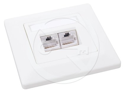 Zásuvka Solarix CAT6 STP 2 x RJ45 pod omietku biela SX9-2-6-STP-WH