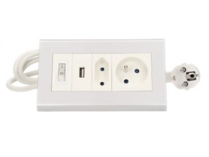 Stolný blok rohový 2x 230V ORNO OR-AE-1328, USB nabíjací, vypínač, prívod 1.5m