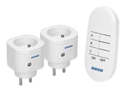 Bezdrôtová zásuvka ORNO OR-GB-439 s diaľkovým ovládaním, 2+1, biela