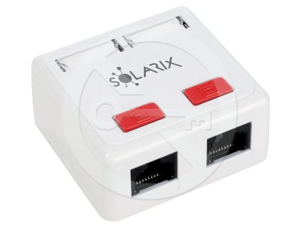 Zásuvka Solarix CAT5E UTP 2 x RJ45 na omietku biela SX288-5E-UTP-WH