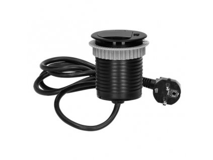 Zapustená zásuvka ORNO OR-AE-1373/B, 230V + USB nabíjací, čierna, prívod 1,8m