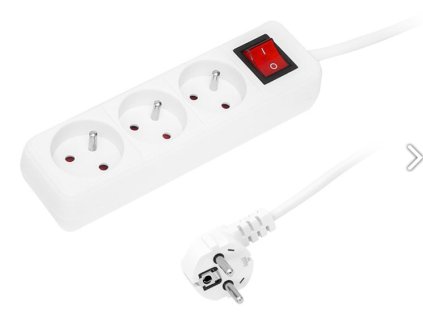 Predlžovací kábel BLOW 3zásuvky 1,5m, vypínač, biela, 3GU 3x1,5mm