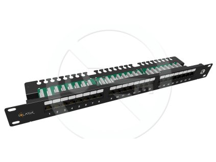 Patch panel Solarix 24 x RJ45 CAT5E UTP s vyväzovacou lištou 1U SX24L-5E-UTP-BK-N