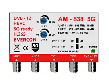 Anténny zosilňovač EVERCON AM-838 5G 40dB 3TV