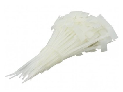 Sťahovací pásik s popisovateľným štítkom 100ks, 2,5 x 100mm, biely