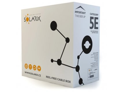 Solarix kabel CAT5E UTP drát 305m PE venkovní, SXKD-5E-UTP-PE