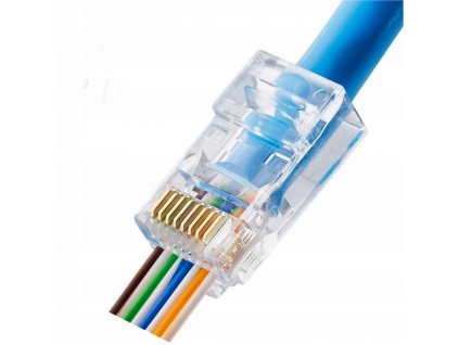 Konektor RJ45 - Průchozí Cat6 UTP 8p8c, drát