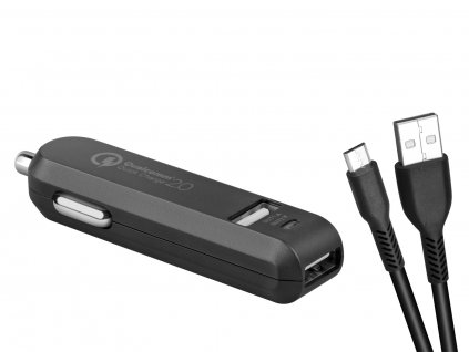 AVACOM CarMAX 2 nabíječka do auta (micro USB kabel), 2x Qualcomm Quick Charge 2.0, černá barva