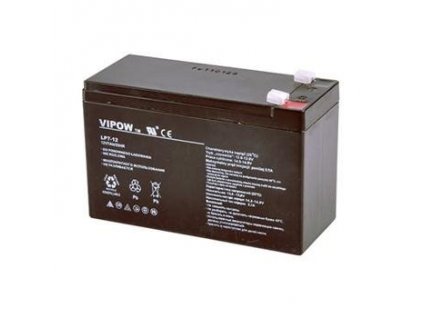 Baterie olověná  12V /  7Ah  VIPOW bezúdržbový akumulátor (7,5Ah)