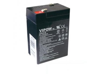Baterie olověná   6V /  4,5Ah  VIPOW bezúdržbový akumulátor (4,2Ah)