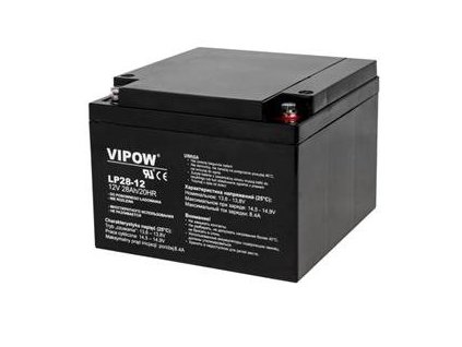 Baterie olověná  12V / 28Ah  VIPOW bezúdržbový akumulátor
