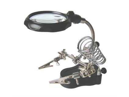 Držáček s lupou - třetí ruka, s LED osvětlením, 65mm