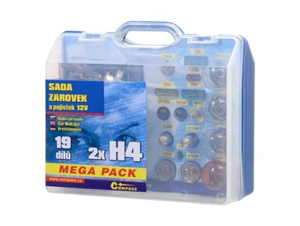 Žárovky 12V servisní box MEGA H4+H4+pojistky