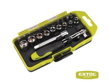 Šroubovák ráčnový s hlavicemi a hroty, sada 23ks EXTOL CRAFT