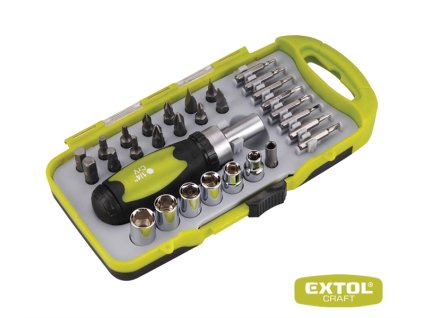 Šroubovák ráčnový s hlavicemi a hroty, sada 30ks EXTOL CRAFT
