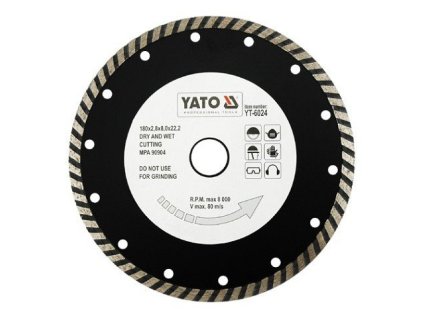 Kotouč diamantový 180 x 22,2 x 2,8 mm turbo YT-6024